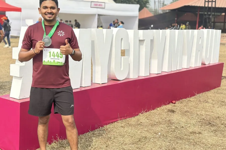 Jyotishman after completing a running event